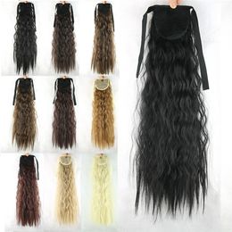 22 inches Synthetic Clip in Ponytail Yaki Curly Ponytails Simulation Human Hair Extension Bundles 10 Colors MW051
