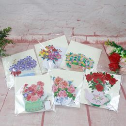 Greeting Cards 6 Kinds 3D Handmade Flower Basket Paper Invitation Postcard Teachers' Day Thanksgiving Mother's Gift