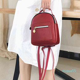 Backpack style PU Leather Small For Teenage Girls Fashion Leisure Zipper Shoulder Bag Knapsack Mini Female School