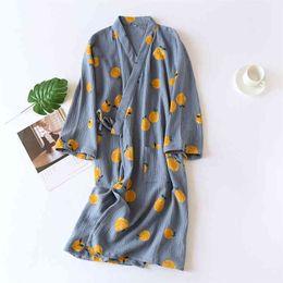 Japanese kimono dressing gown spring and autumn ladies cotton crepe cloth thin summer bathrobe home service sleepwear bath robe 210901
