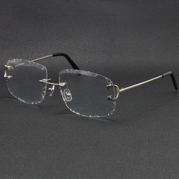 sunglasses Wholesale Selling Rimless Unisex silver gold metal frame Eyewear lunettes driving glasses C Decoration eyeglasses frames men Women Cut top Lens