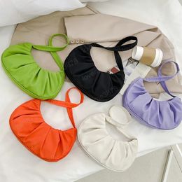 Women's Pleated Cloud Bag Fashion Female Shoulder Armpit Bags Clutch Nylon Orange Green Small Purses And Handbags Totes