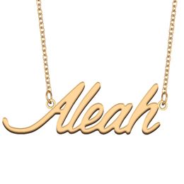 Aleah name necklace Stainless steel pendant Custom Personalized for women girls children best friends Mothers Gifts 18k gold plated