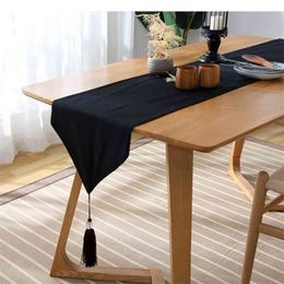 White and black table runners for wedding Table Runners Decoration For Home Party Wedding adornos de mesa comedor 210628