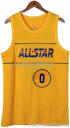 Stitched 2021 All-Star # 0 Damian Lillard Basketball Jersey yellow custom men women youth basketball jersey XS-5XL 6XL