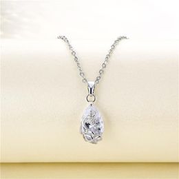 Pendant Necklaces Big Water Drop White Zircon Necklace Lady Dainty Silver Colour Peacock Luxury Crystal Animal For Women