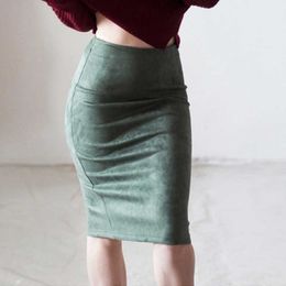 Summer Autumn Midi Women Pencil Skirt Elegant Elastic Waist Office Lady Bodycon Spilt Out Skirt W55 210526