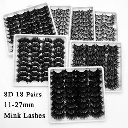 18 Pairs 8D Mink Eyelashes set 11~27mm Lengthen Thick Multi-layer Bushy Fluffy Lashes Handmade False Eyelash