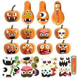 Halloween mask stickers party trick make a face Pumpkin decorations Sticker Home Decor Kids Decals DIY Halloween Decoration