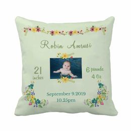 Personalised Woodland Nursery Po Kid Baby Keepsake Throw Pillow Cover Soft Home Decorative Cushion Sofa By LVSURE Store Cushion/Decorative