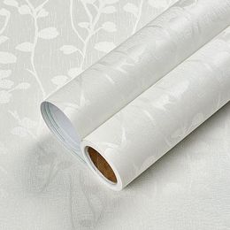 Fonds d'écran Rose Feuilles Blanc Peel et Stick Fond d'écran Couleur Contact Papier Stripe Adhésif Auto-adhésif Décor étanche amovible
