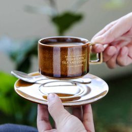 European and American style coffee cup with dish spoon set household drinking utensils ceramic capacity 110ML