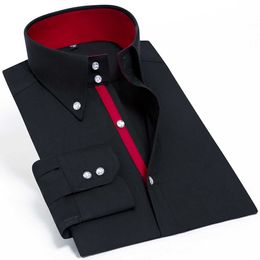 Casual Men's Dress Shirt Long Sleeve Luxury Button Up Silk Cotton Shirt Slim Fit Hand Sewing Fashion No Ironing Western Desig251g