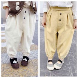 Autumn Korean style boys and girls solid Colour casual harem pants cotton all-match trousers 210508