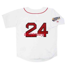 Custom sewing Manny Ramirez 2007 Home White World Series Jersey Men Women Youth Kids Baseball Jersey XS-6XL