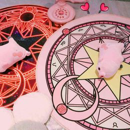 Anime Sakura Magic Array Teppichmatentür Anti-Rutsch Plüsch Prinzessin Kreative Handgemachtes Wohnzimmer Couchtisch