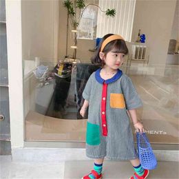 Fashion Children Boys and Girls Casual Jumpsuit Playsuits Kids Summer Short Sleeve Romper Onesie 210619