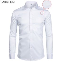 White Business Dress Shirt Men Fashion Slim Fit Long Sleeve Soild Casual s Mens Working Office Wear With Pocket S-8XL 210809