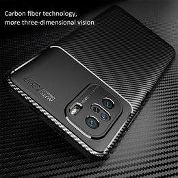 Carbon Fibre Cover Cases For Xiaomi, Anti-shock Cover For Xiaomi Poco F3 X3 Pro X3 Nfc Soft Silicone Shock Absorber For Xiaomi Poco C3