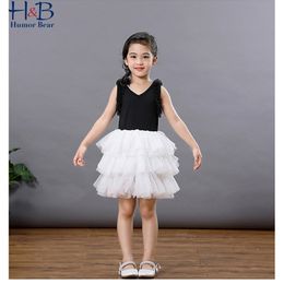 Girls Cake Dress Summer Sleeveless V-Neck Collar Kids Birthday Princess Party Mesh Dresses Show Fit the Costume 210611