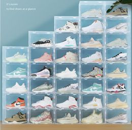 20pcs Magnet Design BIG SIZE Transparent Plastic Shoes Box AJ Sneakers Dustproof Shoe Storage Flip Stackable Shoes Organiser