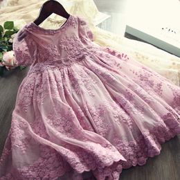 Girls Summer Dress Lace Embroidery Princess Tutu Party Kids Baby Floral es Children Casual 3 8T Q0716