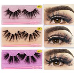 In Stock 25mm Waterproof Mink Fake Eyelashes Cross Thick European and American Long False Eyelash