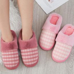 Slippers Women Fashion Plaid Printed Indoor Homen Wear Cotton Shoes Round Toe Soft Bottom Rubber Casual Flats Furffy