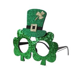 St. Patrick's Day Decoration Glasses Green Hat Clover Party Children Dress Up Frame Holiday Decorate W7