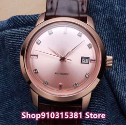 New classic men geometric sapphire diamond Watches Male Automatic Mechanical watch Casual real leather clock waterproof 40mm