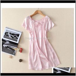 Womens Underwear Apparel Drop Delivery 2021 100Percent Pure Silk Nightgown Basic Nightdress Soft Sleepwear Fashion Summer Dress For Skin Care