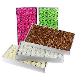 50Pcs/Box 5cm Diy Soap Flowers Gift Roses Artificial High Quality Real Touch Flower For Wedding Home Decor 210706