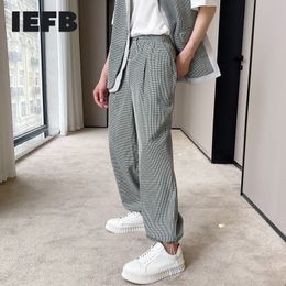 IEFB Summer Plaid Rubber Band Legging Trousers Men's Elastic Waist Casual Pants Sweatpants Male Joggers Men 9Y7721 210524