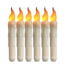 6pcs/set LED Flameless Candles Operate Lamp Dipped Flickering Electric Pillar Candles For Wedding Party Decoration