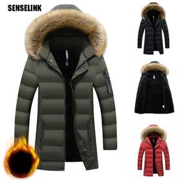 Men's Winter Jacket Parka Warm Fleece Hoodies Long Wearable Windproof Zipper Parkas Coats Fashion Casual Plus Size Jacket Men 211129