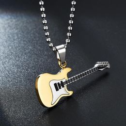 Pendant Necklaces Hip Hop Gold Black Silver Color Men Women Guitar Long Chain Necklace Jewelry Music Lover Gift