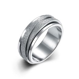 8mm Fashion Spinner Stainless Steel Couple Rings For Men Women Oblique Stripes Trend Titanium Wedding Ring Jewelry Gift