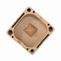 Wooden Square Smoking Ashtray Ash 4.8 Inch with Cigarette Holders Multi-functional Smoking Wholesale