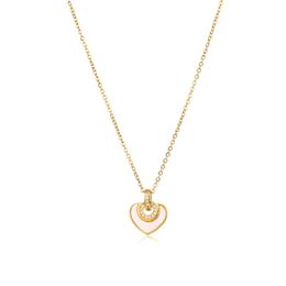Pendant Necklaces Jewellery Titanium Steel Love Shell Women's Gold Fritillaria Heart-shaped Zircon Clavicle Necklace For Women Girls