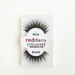 1 Pair False Eyelashes Red Cherry Women Makeup 100% Real Human Hair Thick 3D Popular Messy Nature Eye Black Handmade Lashes Extension