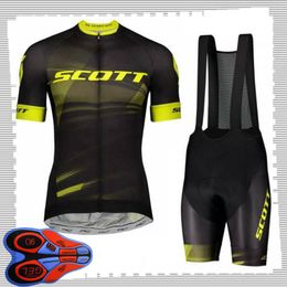 SCOTT team Cycling Short Sleeves jersey (bib) shorts sets Mens Summer Breathable Road bicycle clothing MTB bike Outfits Sports Uniform Y210414110