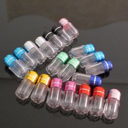 Pill Bottle Clear Empty Portable Thicken Plastic Bottles Capsule Case with Colourful Screw Cap Pills Holder Storage Container WLL697