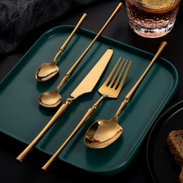 Gold Fork Spoon Knife Vintage Royal Dinner Set 304 Stainless Steel Western Tableware Steak European Creative Handle