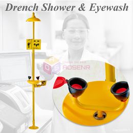304 Stainless Steel Combination Emergency Eye Wash Station Acid Wash Drench Shower With Eyewash Equipment First Aid Tool
