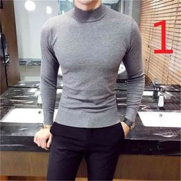 autumn long-sleeved t-shirt v-neck sweater men's silk Korean version of slim 210420