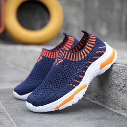 Children Sneakers Boys Running Shoes Spring Autumn Breathable Knit Mesh Flat Sports Shoes Fashion Outdoor Casual Shoes for Kids G1025