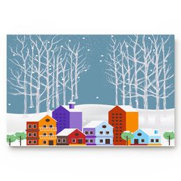 Cushion/Decorative Pillow Winter Cold Houses Coloured Branches Snowflakes Door Mats Kitchen Floor Bath Entrance Rug Mat Absorbent Indoor