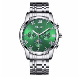 WLISTH Quartz cwp Mens Watch With Non Working Subdials Luminous Dial Life Waterproof Stainless Steel Bracelet Resistant Scratch Mineral Crystal Male Wrist Watches