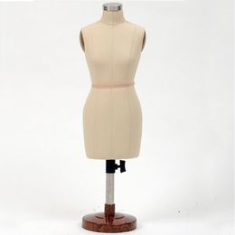 High-quality Female torso wooden flexible Sewing mannequins, tripod stand 1:2 manikin body diy xiaitextiles clothing cut,can pin villain B068