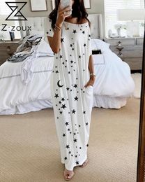 Women Dress Short Sleeve Printing Long Dresses Plus Size Pink White Black Summer Clothes 210524